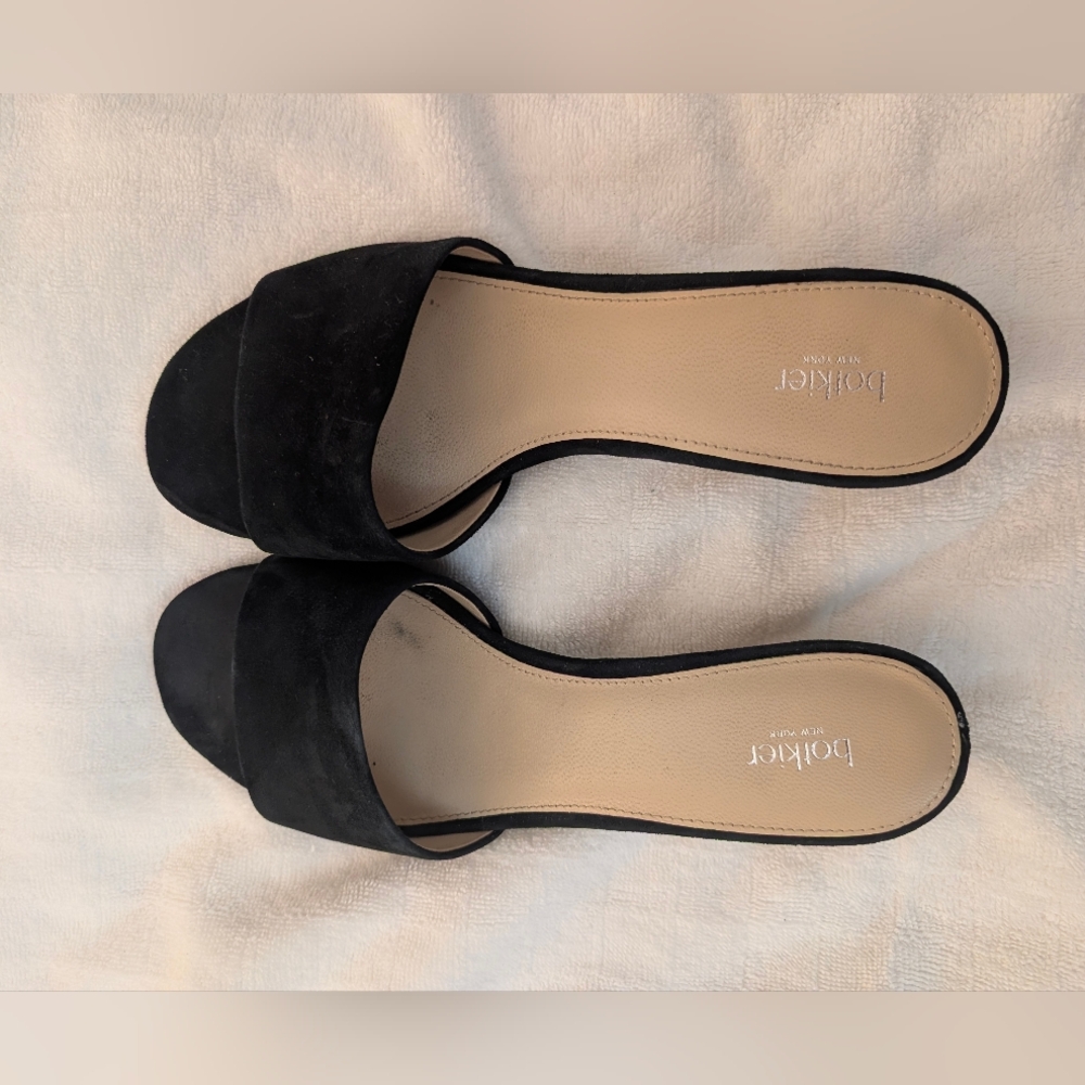 Botkier NY Black Suede Platform Slide Sandals Size 8 Leather